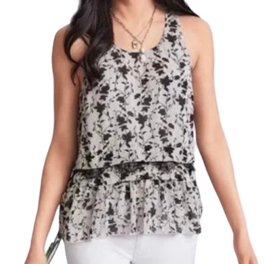 CAbi 5907 Everything Floral Tank Black White Career Blouse Top sz Small